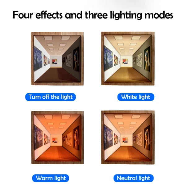 Naked Eye 3D Visual Night Light Wall Lamp Optical Art Atmosphere Wall Lamp 3 Colors Wall-Mounted Painting Light - Image 5