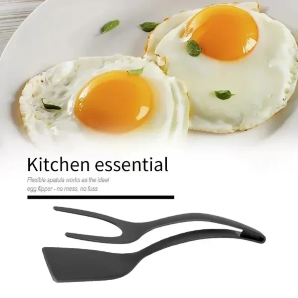 2 in 1 Nylon Grip Flip Tongs Egg Spatula Tongs Steak Spatula Tongs Clamp Pancake Fried Turners Kitchen Accessories Kitchen Items - Image 2