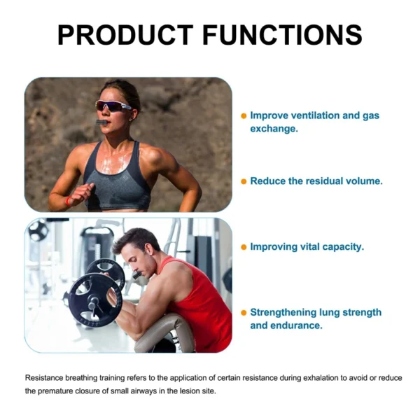 Breathing Trainer Lung Flexer Durable Fitness Exerciser Increases Lung Capacity Breath Adjustable Levels Respiratory Deep Breath - Image 11