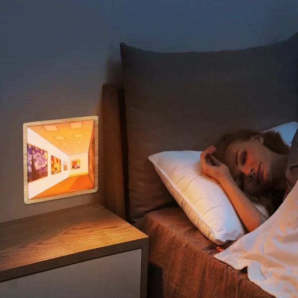 Naked Eye 3D Visual Night Light Wall Lamp Optical Art Atmosphere Wall Lamp 3 Colors Wall-Mounted Painting Light - Image 6