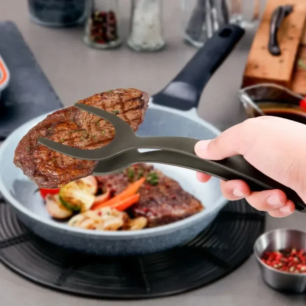 2 in 1 Nylon Grip Flip Tongs Egg Spatula Tongs Steak Spatula Tongs Clamp Pancake Fried Turners Kitchen Accessories Kitchen Items - Image 10