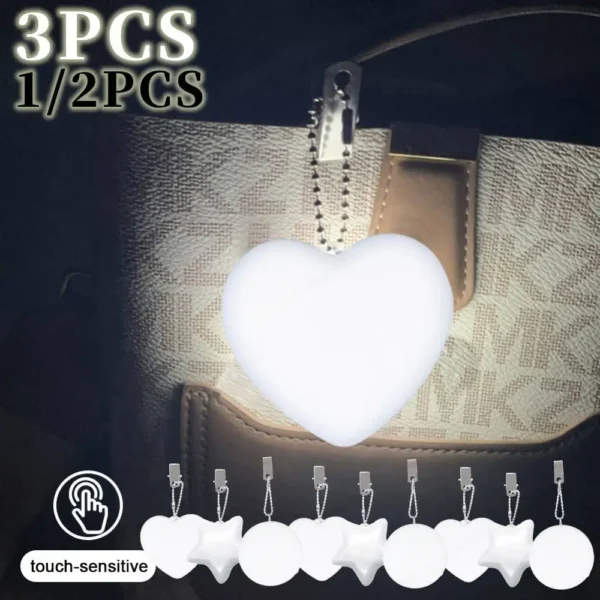 1/2/3PCS Purse Heart LED Light Handbag Lamp Automatic Motion Activated Purse Heart Shaped Light for Women Bah Purse Charm - Image 2